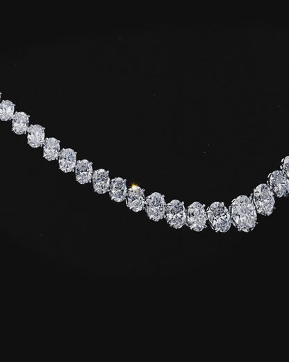 39.05 Carat Oval Cut Lab Grown Diamond Tennis Necklace in 14k White Gold