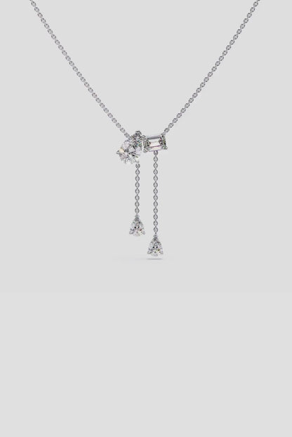2 Stone Solitaire Necklace With Drops